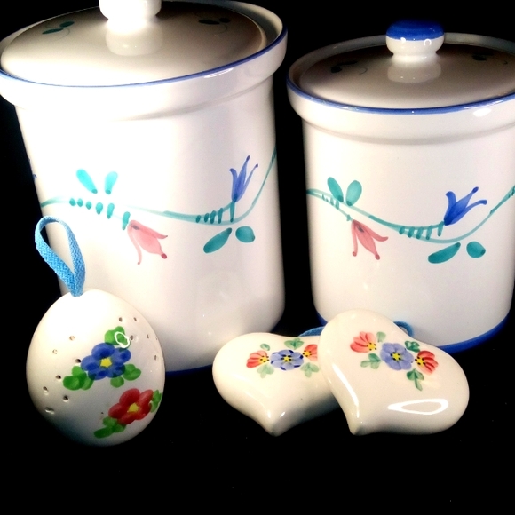 Hand Painted Ceramic Canister Group - Picture 2 of 13